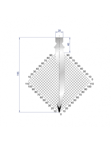 Dao chấn 28º, H=195, R=1 Max T/m=80, 42CrMo4