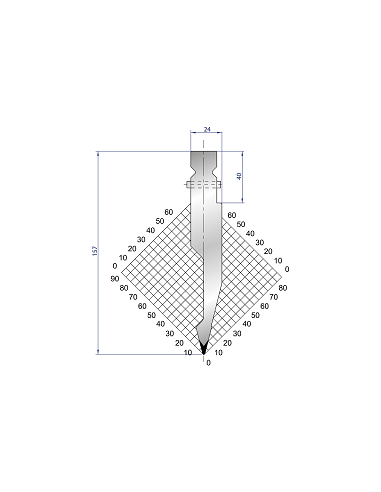 Dao chấn 28º, H=157, R=1 Max T/m=80, 42CrMo4