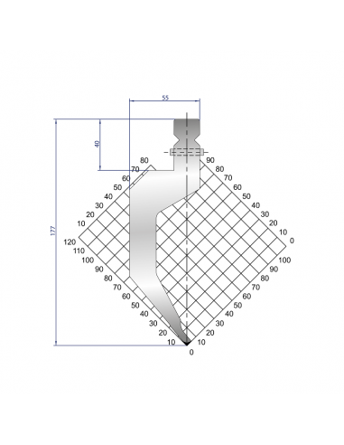 Dao chấn 80º, H=177, R=0.5 Max T/m=20, 42CrMo4